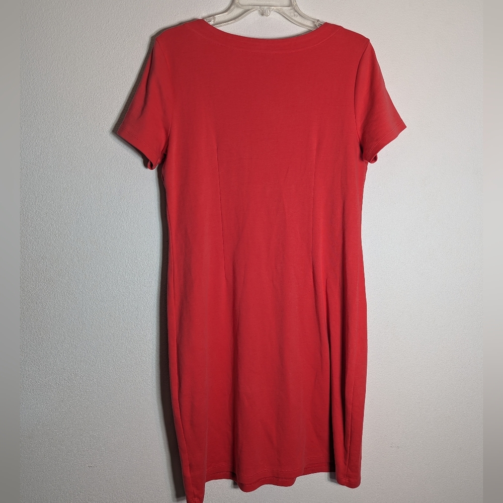 Talbots Womens Tee Shirt Dress Pullover Popover Coral Peach Floral LP Petite - Picture 9 of 9